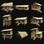 BAMBOO HOUSE SHELTER JUNGLE HUT CASTAWAY SURVIVAL BUILDER AAA