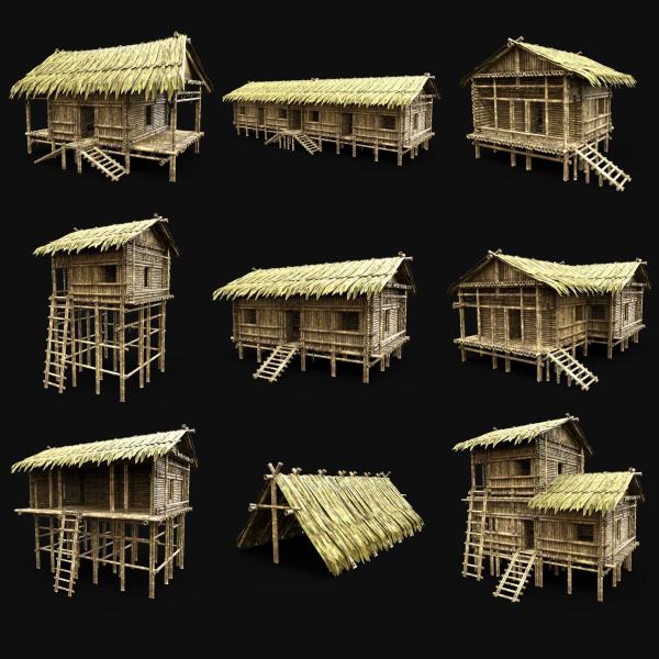 BAMBOO HOUSE SHELTER JUNGLE HUT CASTAWAY SURVIVAL BUILDER AAA