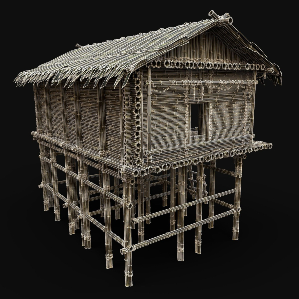 BAMBOO HOUSE SHELTER JUNGLE HUT CASTAWAY SURVIVAL BUILDER AAA