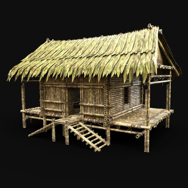BAMBOO HOUSE SHELTER JUNGLE HUT CASTAWAY SURVIVAL BUILDER AAA