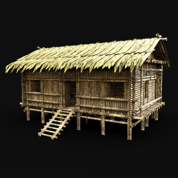 BAMBOO HOUSE SHELTER JUNGLE HUT CASTAWAY SURVIVAL BUILDER AAA