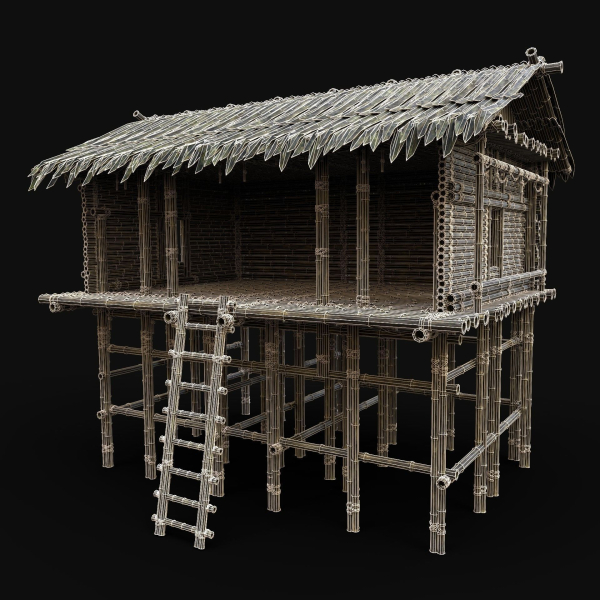 BAMBOO HOUSE SHELTER JUNGLE HUT CASTAWAY SURVIVAL BUILDER AAA