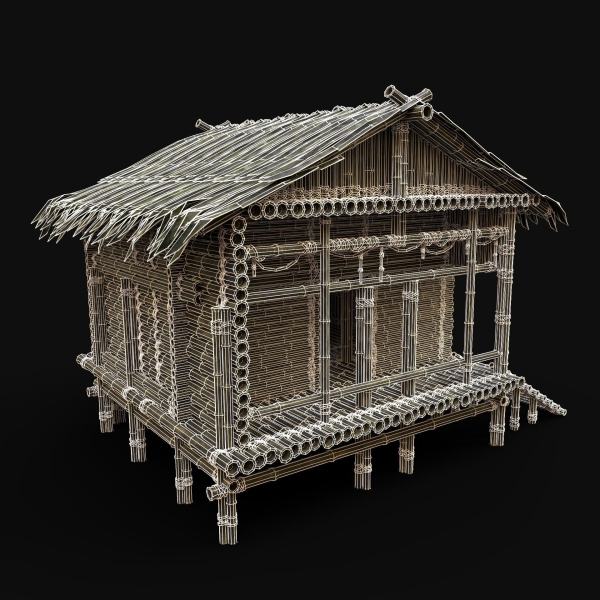 BAMBOO HOUSE SHELTER JUNGLE HUT CASTAWAY SURVIVAL BUILDER AAA