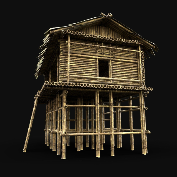 BAMBOO HOUSE SHELTER JUNGLE HUT CASTAWAY SURVIVAL BUILDER AAA