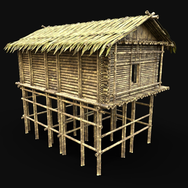 BAMBOO HOUSE SHELTER JUNGLE HUT CASTAWAY SURVIVAL BUILDER AAA