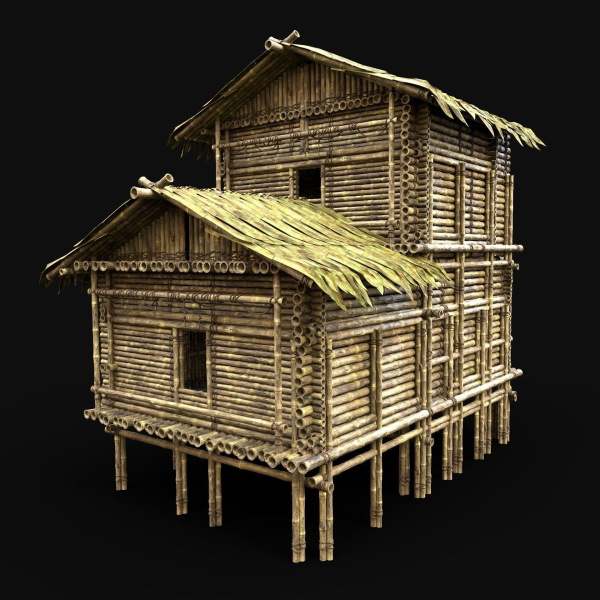 BAMBOO HOUSE SHELTER JUNGLE HUT CASTAWAY SURVIVAL BUILDER AAA