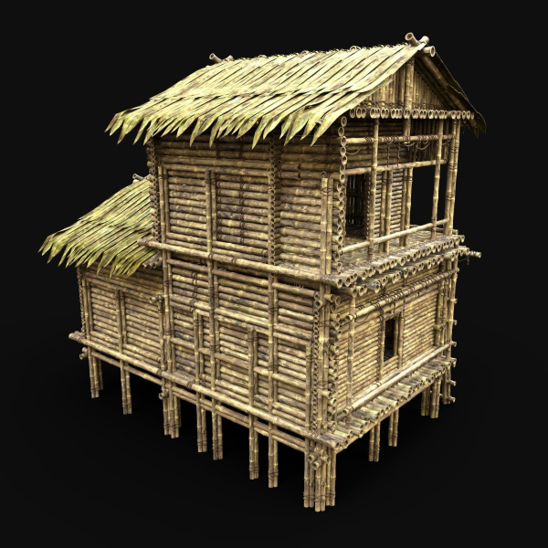 BAMBOO HOUSE SHELTER JUNGLE HUT CASTAWAY SURVIVAL BUILDER AAA