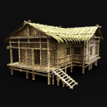 BAMBOO HOUSE SHELTER JUNGLE HUT CASTAWAY SURVIVAL BUILDER AAA