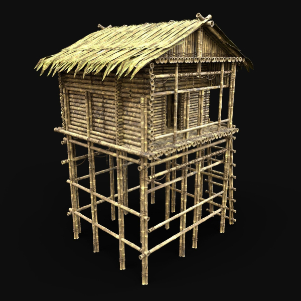 BAMBOO HOUSE SHELTER JUNGLE HUT CASTAWAY SURVIVAL BUILDER AAA
