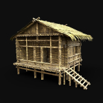 BAMBOO HOUSE SHELTER JUNGLE HUT CASTAWAY SURVIVAL BUILDER AAA