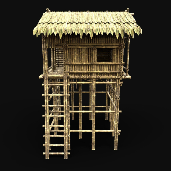 BAMBOO HOUSE SHELTER JUNGLE HUT CASTAWAY SURVIVAL BUILDER AAA