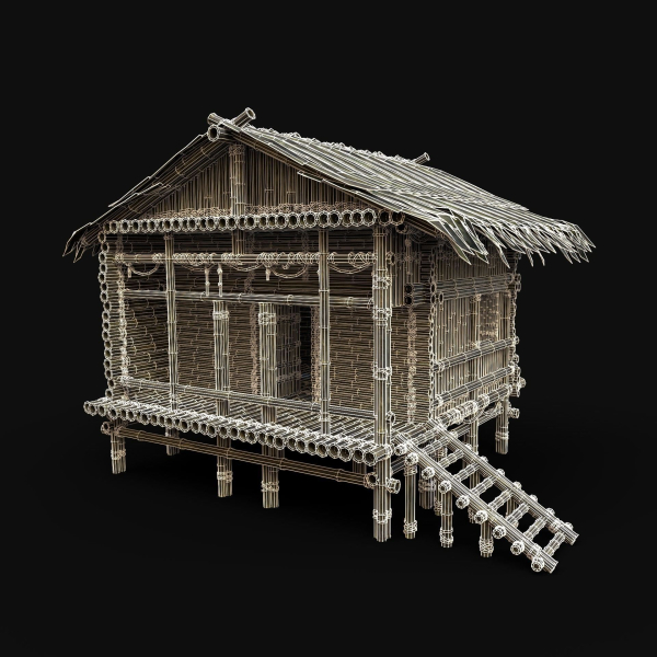 BAMBOO HOUSE SHELTER JUNGLE HUT CASTAWAY SURVIVAL BUILDER AAA
