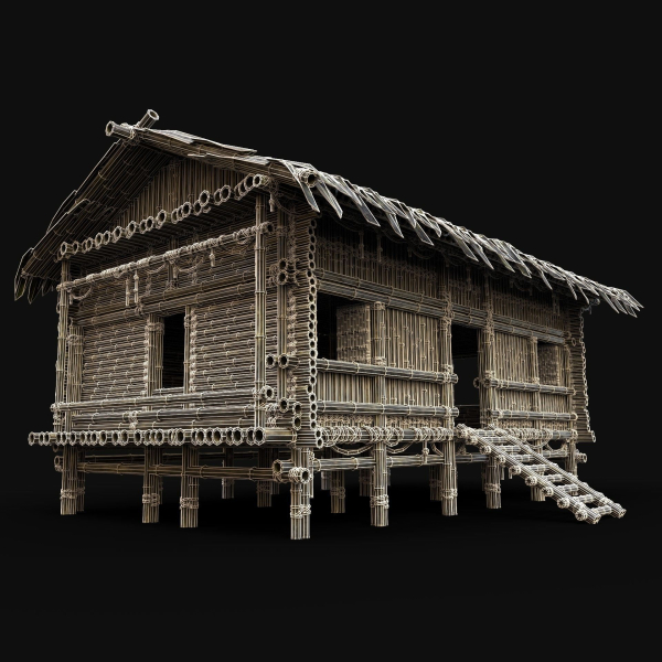 BAMBOO HOUSE SHELTER JUNGLE HUT CASTAWAY SURVIVAL BUILDER AAA