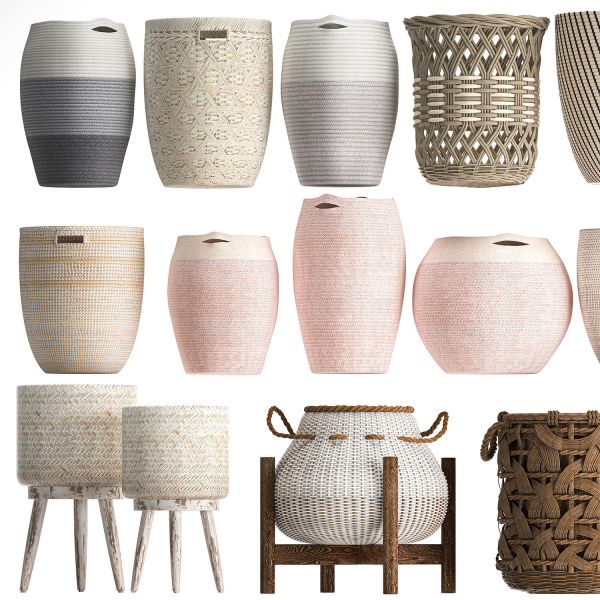 Basket Collection  Wicker  Rattan White Baskets