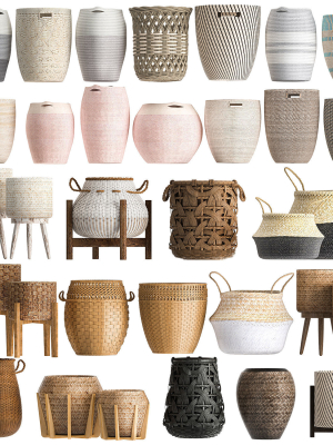 Basket Collection  Wicker  Rattan White Baskets