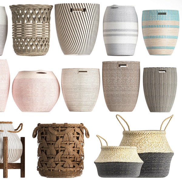Basket Collection  Wicker  Rattan White Baskets