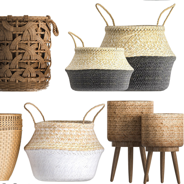 Basket Collection  Wicker  Rattan White Baskets