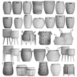 Basket Collection  Wicker  Rattan White Baskets