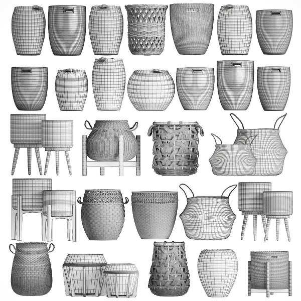 Basket Collection  Wicker  Rattan White Baskets