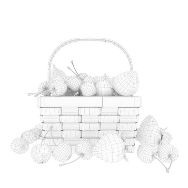 Basket with cherries and strawberries