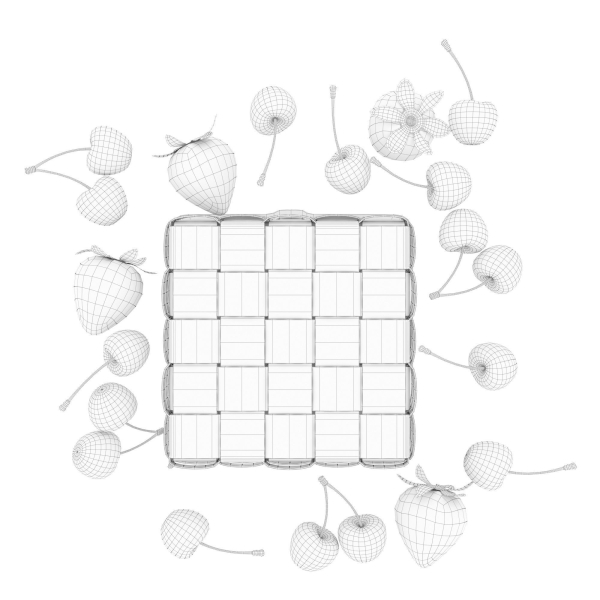 Basket with cherries and strawberries