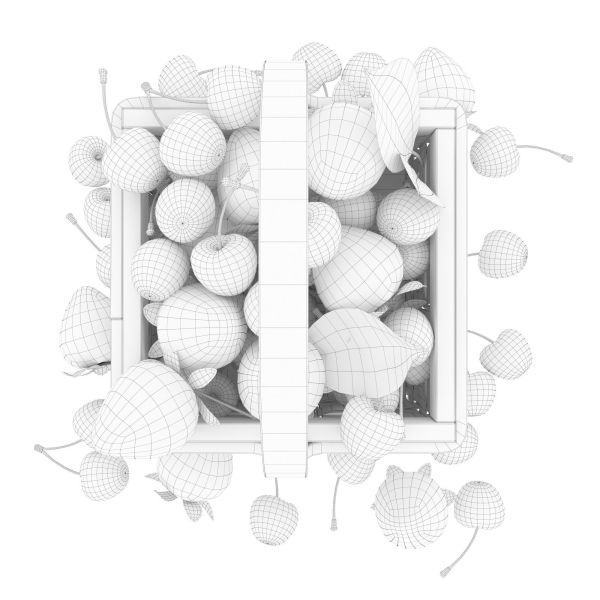 Basket with cherries and strawberries