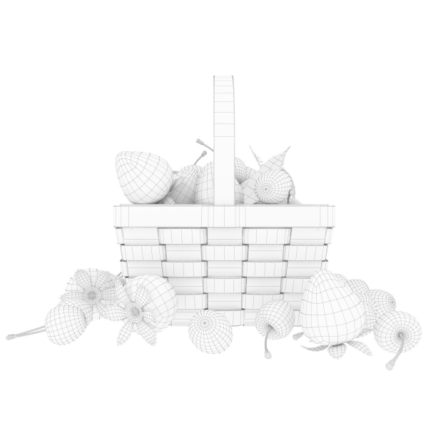Basket with cherries and strawberries
