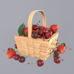 Basket with cherries and strawberries