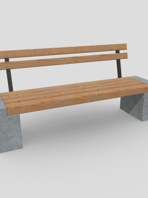 Bench 3 made of wood and concrete