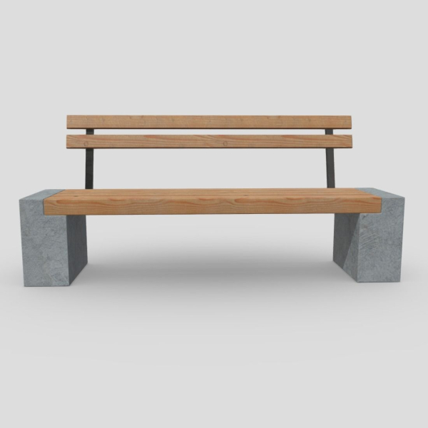 Bench 3 made of wood and concrete