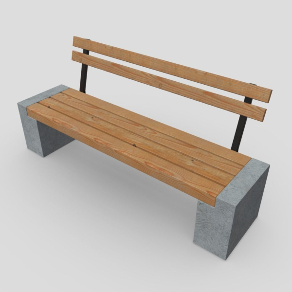 Bench 3 made of wood and concrete