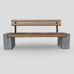 Bench 3 made of wood and concrete
