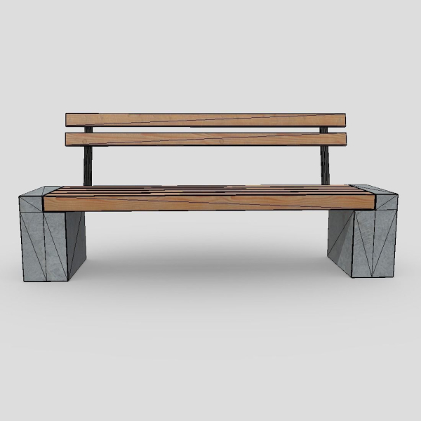 Bench 3 made of wood and concrete