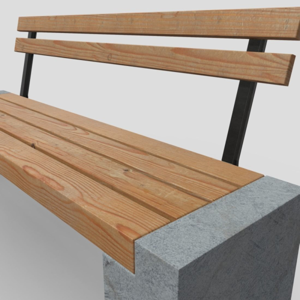 Bench 3 made of wood and concrete