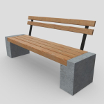 Bench 3 made of wood and concrete