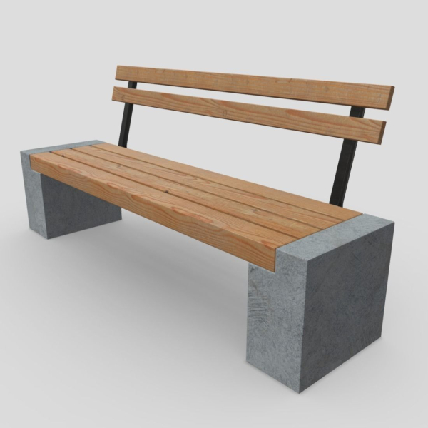 Bench 3 made of wood and concrete