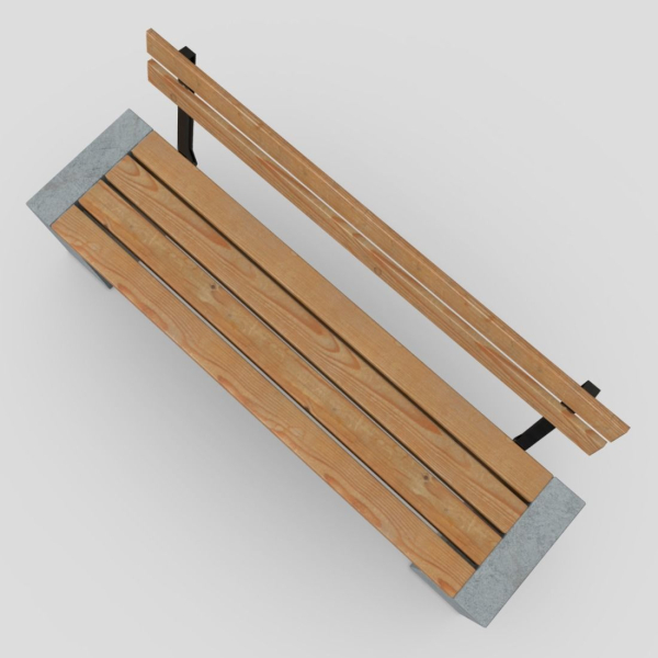 Bench 3 made of wood and concrete