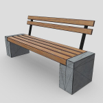 Bench 3 made of wood and concrete