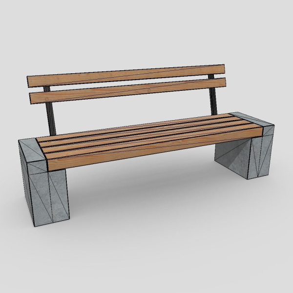 Bench 3 made of wood and concrete