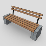 Bench 3 made of wood and concrete