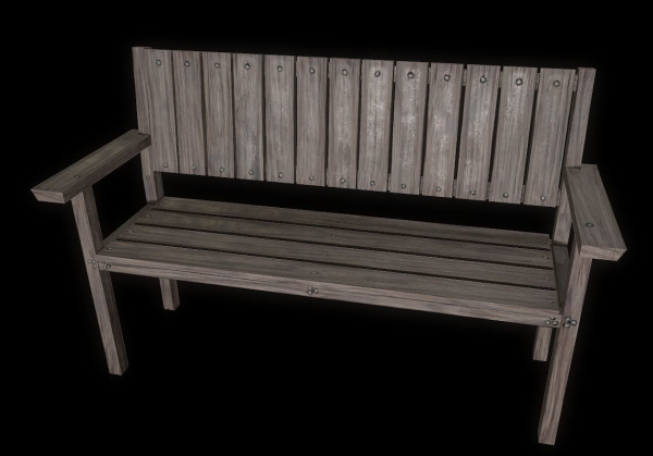 Bench trees low poly 6 texture options and high poly