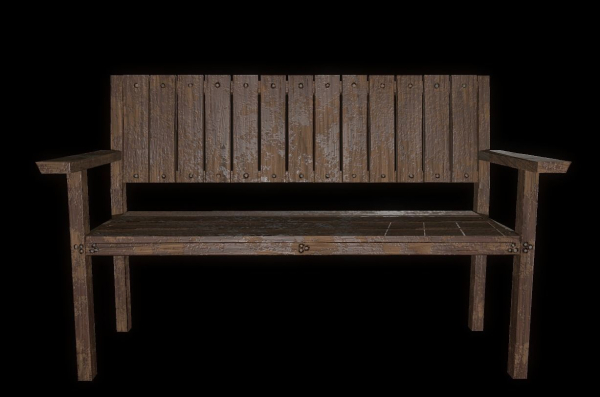 Bench trees low poly 6 texture options and high poly