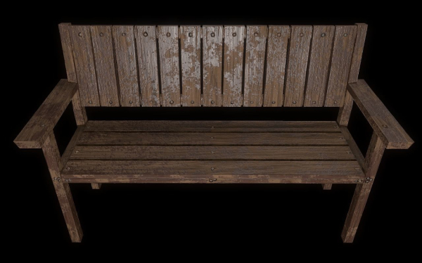 Bench trees low poly 6 texture options and high poly