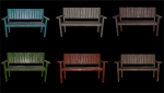 Bench trees low poly 6 texture options and high poly