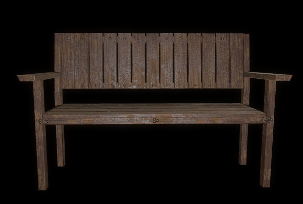 Bench trees low poly 6 texture options and high poly