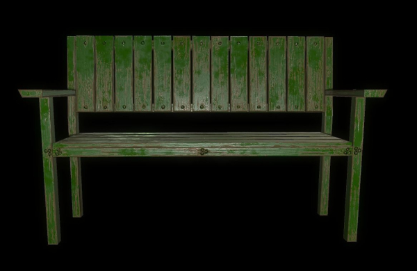 Bench trees low poly 6 texture options and high poly