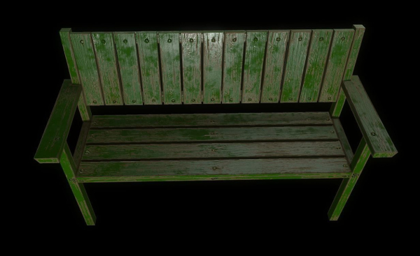Bench trees low poly 6 texture options and high poly