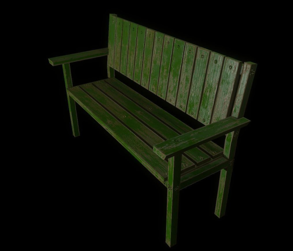 Bench trees low poly 6 texture options and high poly