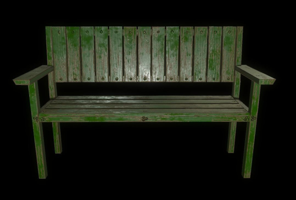 Bench trees low poly 6 texture options and high poly