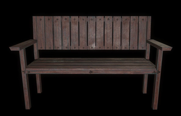 Bench trees low poly 6 texture options and high poly
